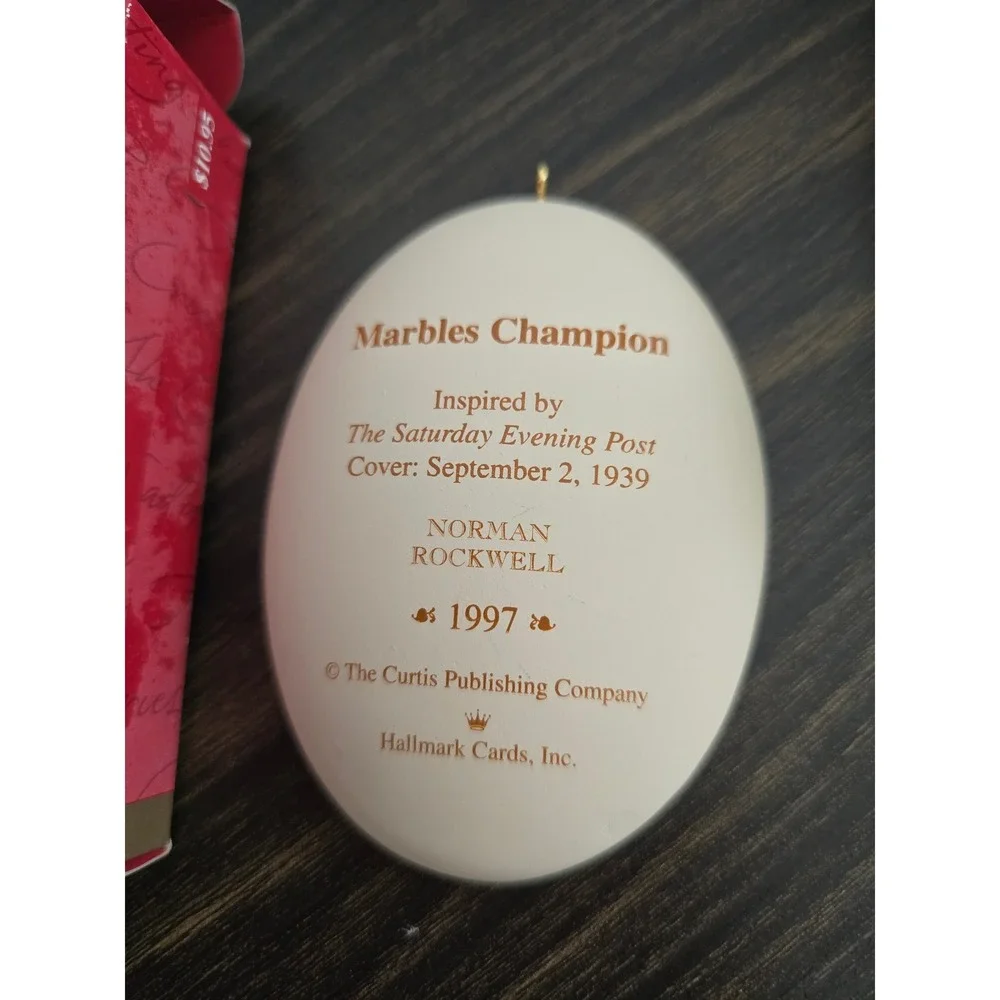Hallmark Keepsake 1997 Marbles Champion Norman Rockwell Art Ornament with Box‎